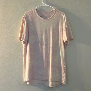 Lululemon pink and white garment dyed fundamental t shirt